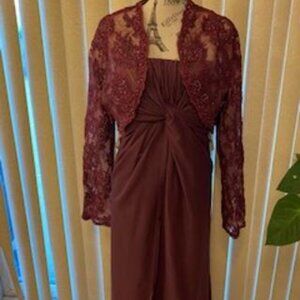 Jordan Fashion Elegant Eggplant Formal Gown with Matching Jacket Size 24P